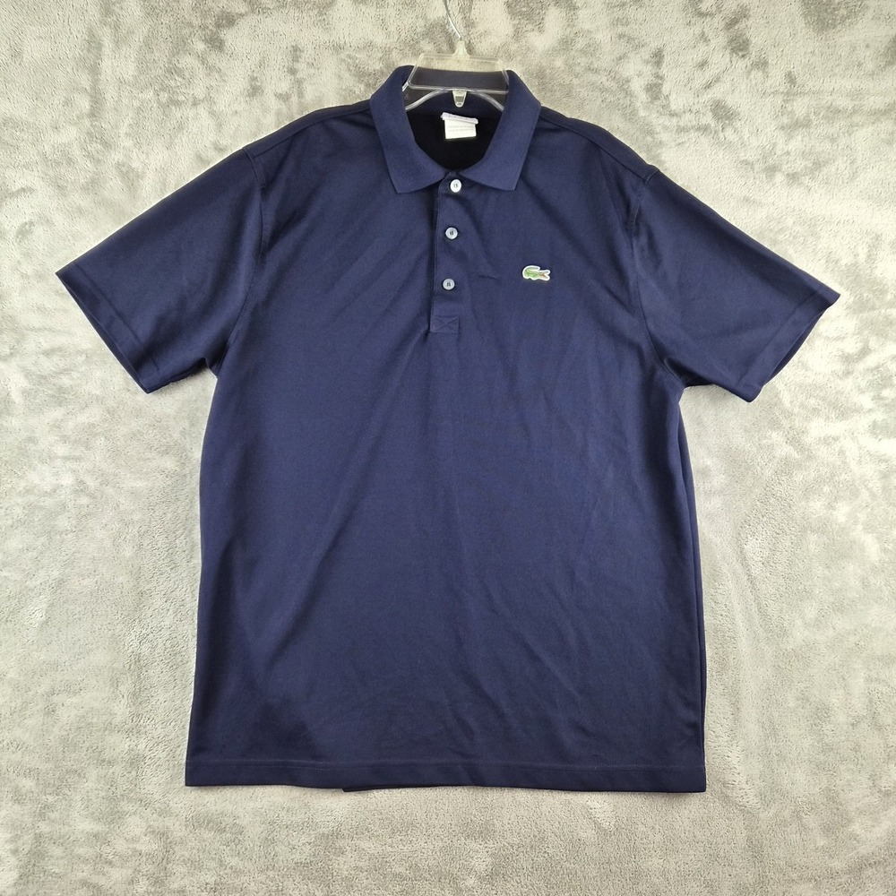 Lacoste Sport Polo Shirt Mens 5 (Medium) Navy Blue Stretch Very Thin Tennis